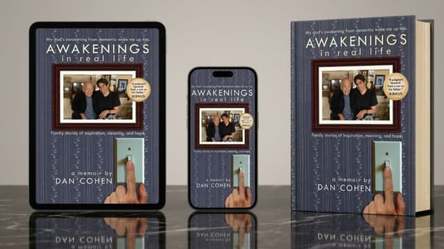 Awakenings In Real Life memoir displayed in print, tablet, and smartphone formats.