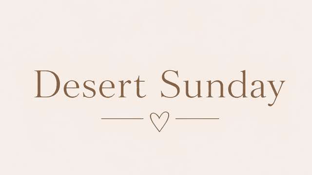 Desert Sunday logo on a light beige background with a heart icon beneath the brand name.