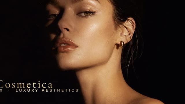 Woman with glowing skin featured in CosmeticaTX luxury aesthetics promotional image.