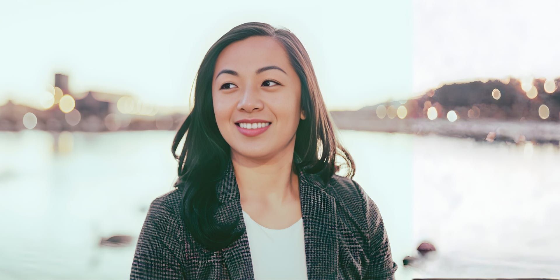 Portrait of Ellie Avancy, founder of #healPinas, outdoors near the waterfront.