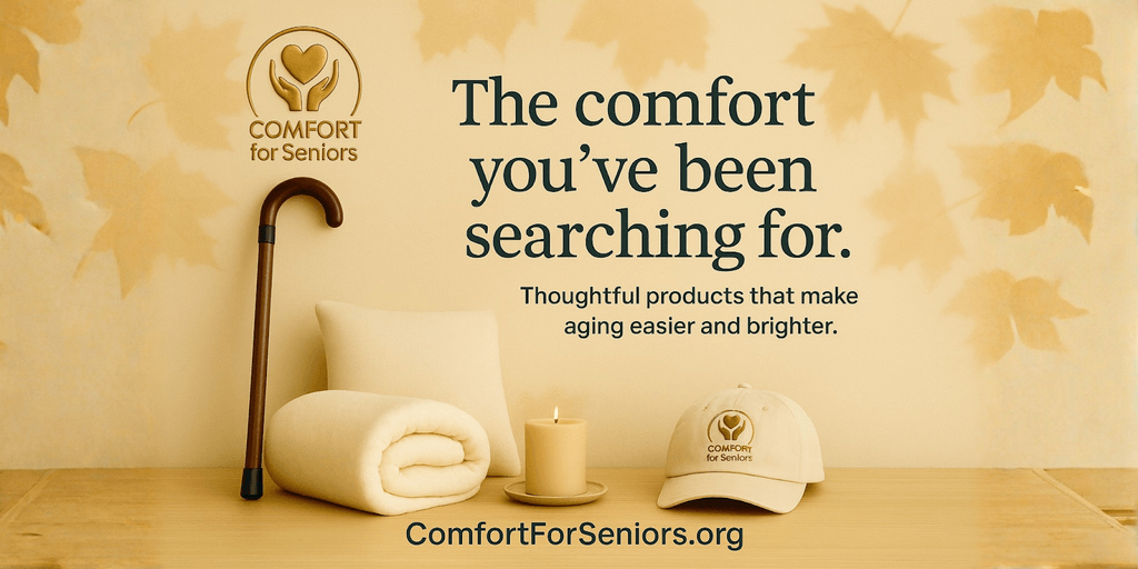 "Comfort for Seniors brand image highlighting thoughtful, stylish products designed to enhance comfort, dignity, and independence for seniors."