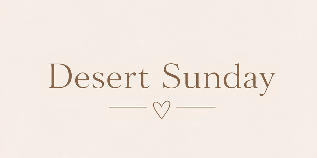 Desert Sunday logo on a light beige background with a heart icon beneath the brand name.
