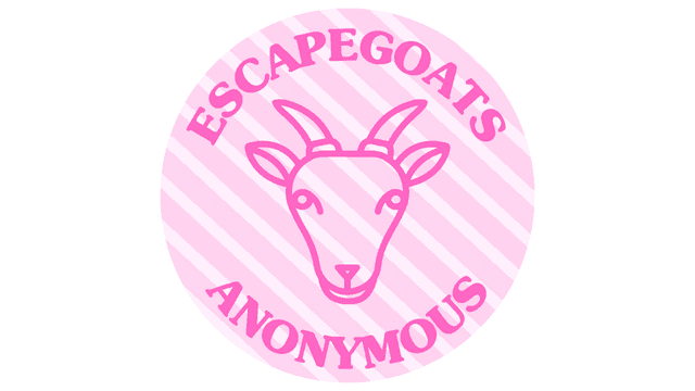 "Logo of Escapegoats Anonymous, a supportive community for survivors of family estrangement, featuring a goat illustration and pink text."