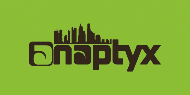 Logo featuring the word "naptvx" with a city skyline silhouette on a green background