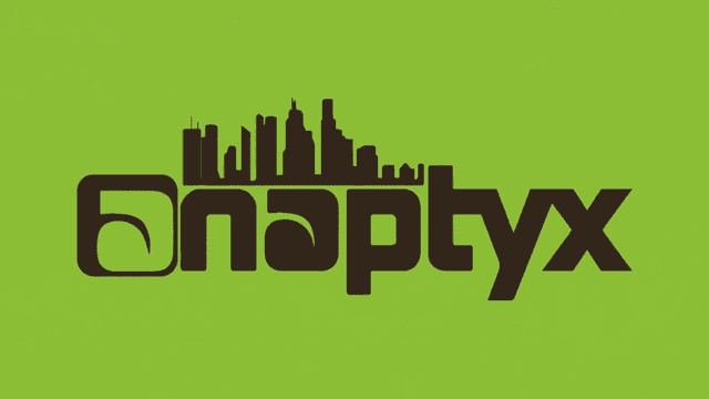 Logo featuring the word "naptvx" with a city skyline silhouette on a green background