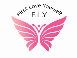 Logo featuring a pink butterfly and the text "First Love Yourself F.L.Y."