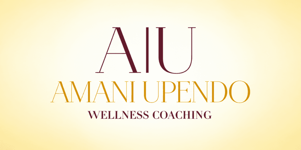 Logo for Amani Upendo Wellness Coaching with stylized text on a light background