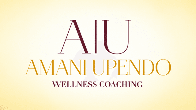 Logo for Amani Upendo Wellness Coaching with stylized text on a light background