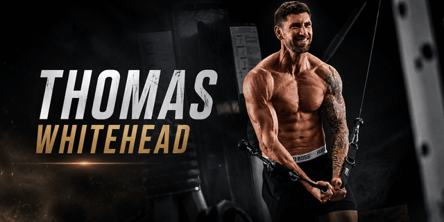 Muscular man performing cable row exercise in gym setting with dramatic lighting