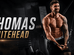 Muscular man performing cable row exercise in gym setting with dramatic lighting