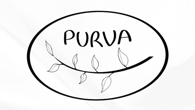 Logo featuring the word "PURVA" with a simple leaf design.