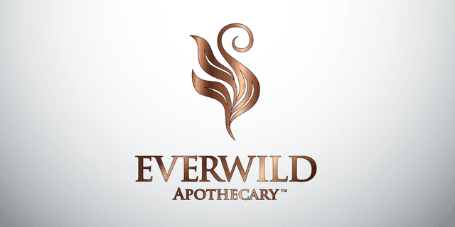 Stylized logo of Everwild Apothecary featuring elegant design and copper-like colors