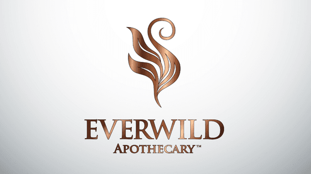 Stylized logo of Everwild Apothecary featuring elegant design and copper-like colors
