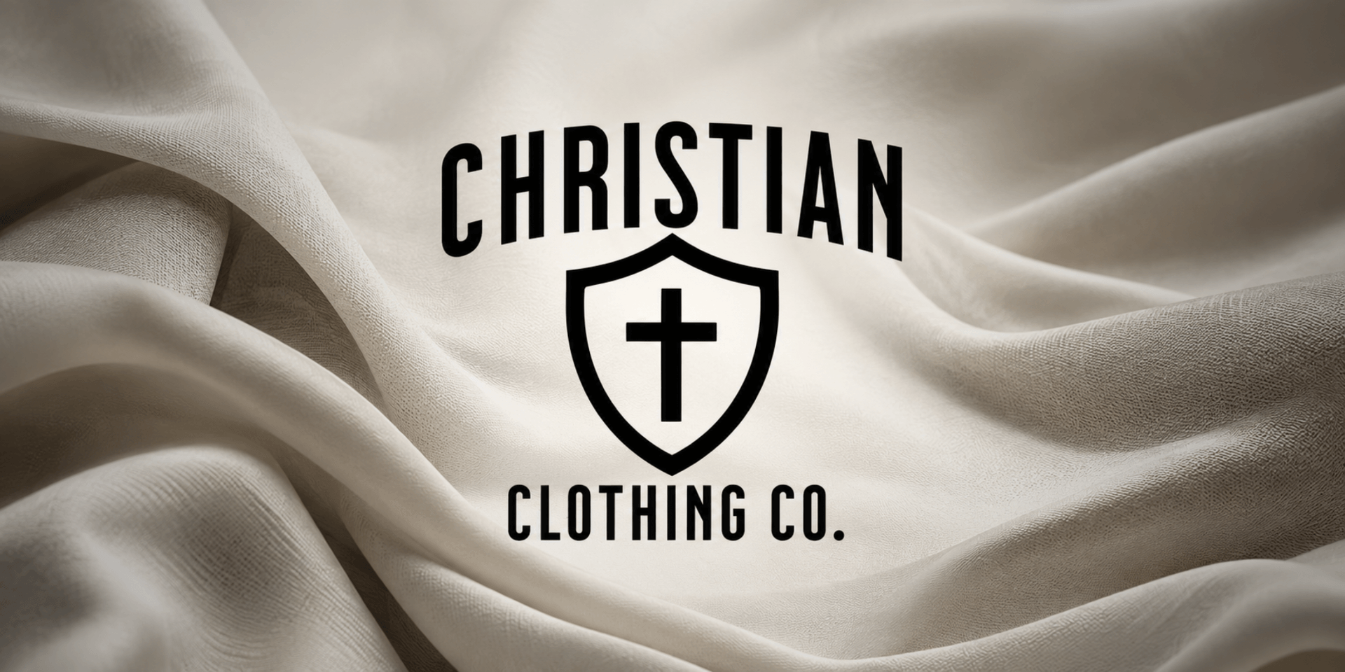 Logo of Christian Clothing Co. over a soft, draped fabric background