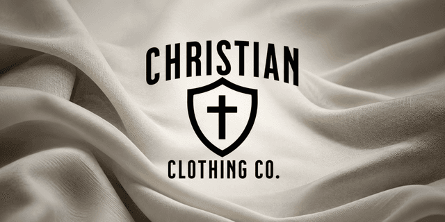 Logo of Christian Clothing Co. over a soft, draped fabric background