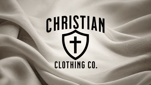 Logo of Christian Clothing Co. over a soft, draped fabric background
