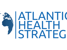Logo of Atlantic Health Strategies featuring the globe and company name in blue