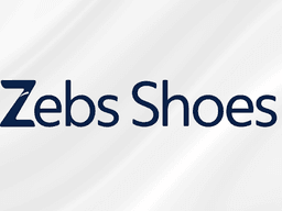 Logo for Zebs Shoes with a simple, modern font on a textured background
