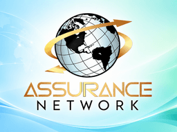 Logo of Assurance Network with a globe and swirling blue green background