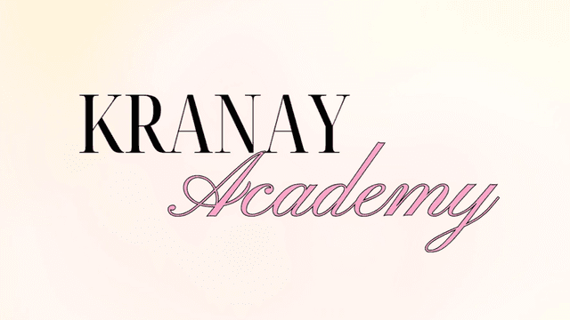 Logo for Kranay Academy with elegant black and pink typography on a light background