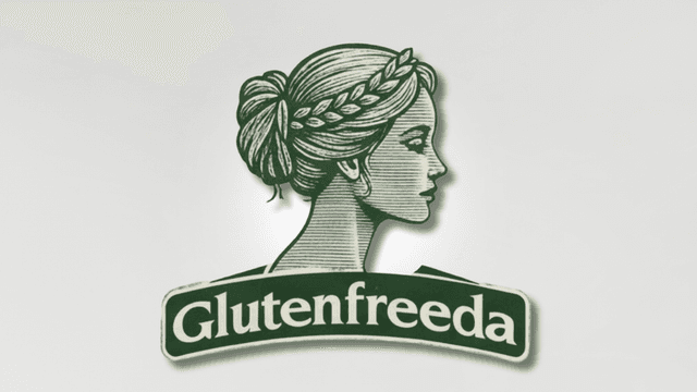 Glutenfreeda logo featuring a classic illustration of a woman with a braided hairstyle, symbolizing reliability in gluten-free resources.