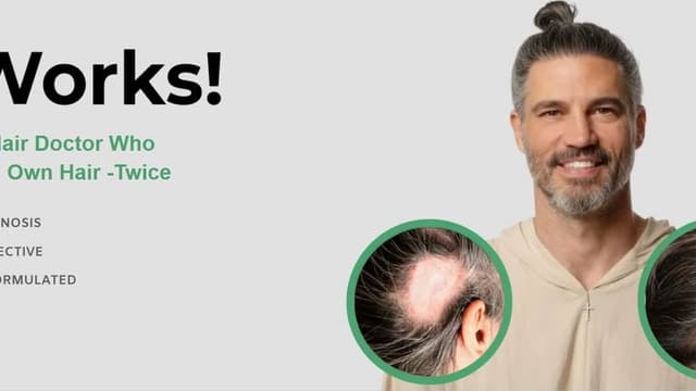 Dr. Ray Nettles, a hair loss specialist, showcasing his personalized Stop and Regrow program with before-and-after images.