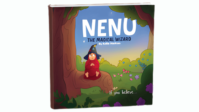 Book cover of NENU the Magical Wizard, featuring NENU, a comforting wizard in a peaceful, magical world.