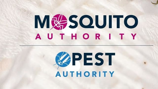 the logos of Mosquito Authority and Pest Authority, showcasing their branding for pest control services.