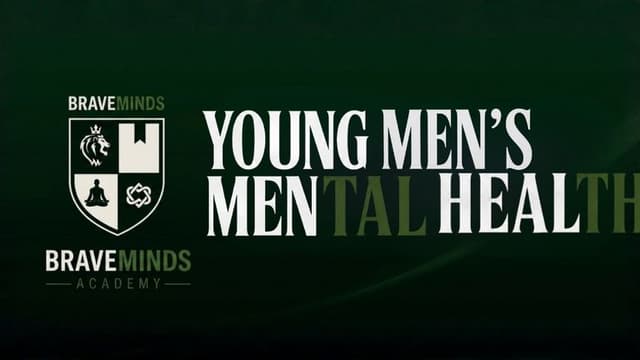 BraveMinds Academy logo beside “Young Men’s Mental Health” title promoting adolescent mental health treatment.