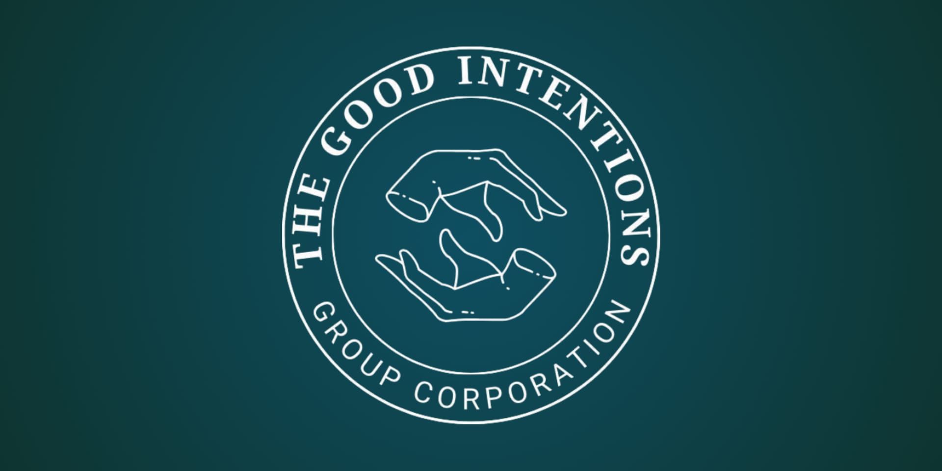 The image represents "The Good Intentions Group," featuring a logo with two hands, symbolizing care, support, and transformation.