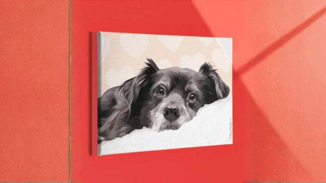 "Custom digital dog portrait featuring a cute dog with soft background, available at MyDog.Art."