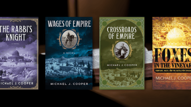 Book covers of Michael J. Cooper’s historical fiction novels exploring faith, culture, and human connection across Middle Eastern history.