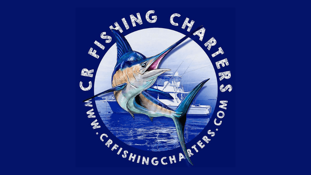 CR Fishing Charters logo featuring a marlin and fishing boat, representing Costa Rica’s premier sportfishing experience.
