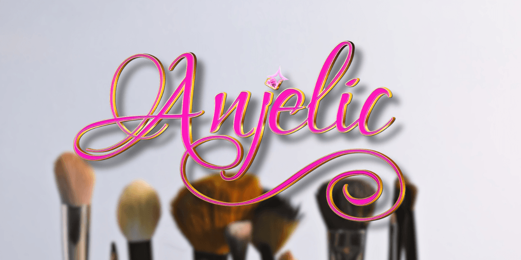 Image ALT Text Generator said: "Anjelic logo in elegant pink script above makeup brushes, symbolizing beauty, simplicity, and legacy-driven empowerment."