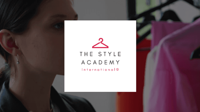Woman observing colorful clothing rack with The Style Academy International® logo overlayed, representing fashion education and empowerment.
