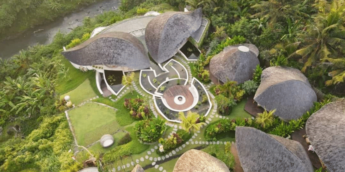 A tranquil Bali landscape with rice terraces and mountains, representing Soul Bliss Journeys' transformative and sustainable retreat experiences.