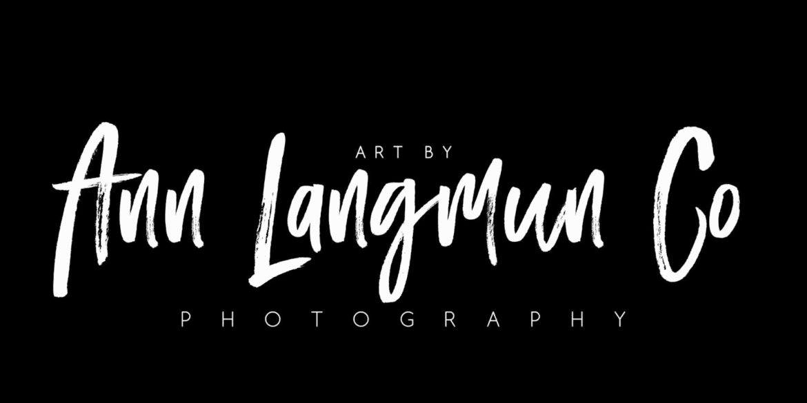 Art by Ann Lang Mun Co logo, featuring elegant white brushstroke text on a black background, capturing photography craftsmanship