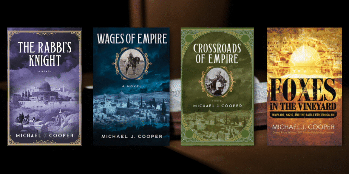 Book covers of Michael J. Cooper’s historical fiction novels exploring faith, culture, and human connection across Middle Eastern history.