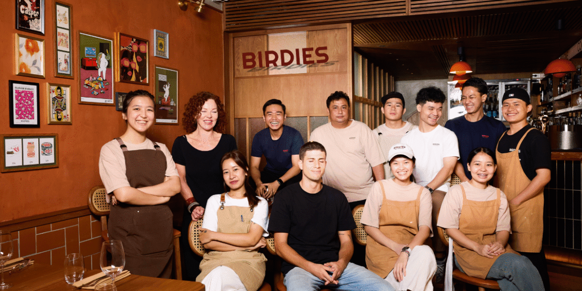 "Team at Birdies Bangkok, showcasing the warmth, hospitality, and culinary craftsmanship that define the restaurant’s welcoming atmosphere."