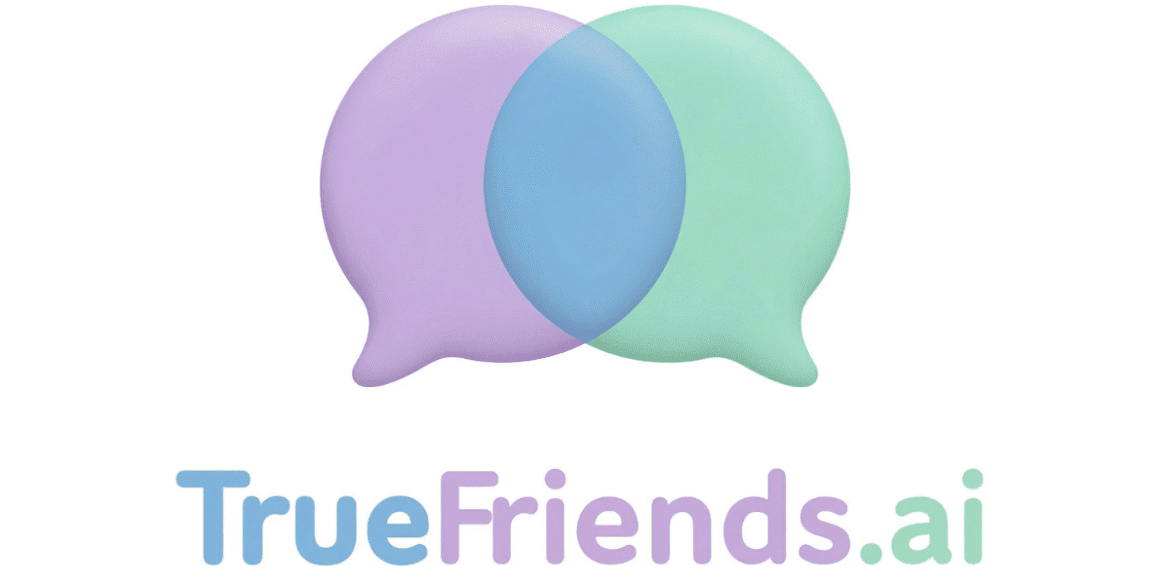 TrueFriends.ai logo featuring friendly chat bubble design symbolizing emotional support, privacy, and healthy boundaries."