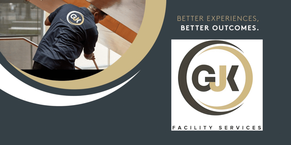 GJK Facility Services employee performing detailed cleaning services, emphasizing their commitment to quality service and operational excellence.