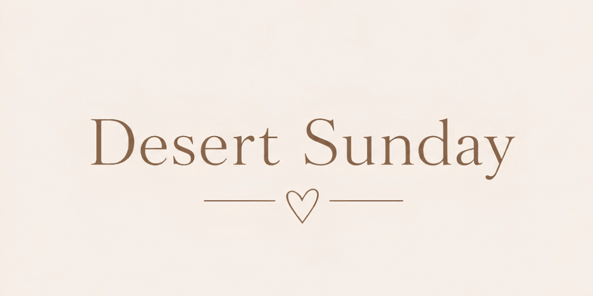 Desert Sunday logo on a light beige background with a heart icon beneath the brand name.